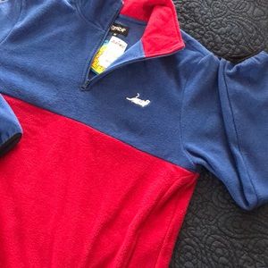 Colorblock RipNDip fleece zip pullover lounge cat